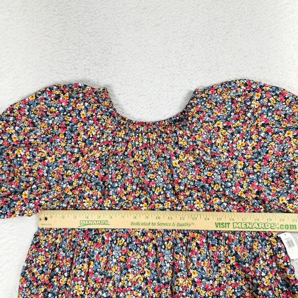 Old Navy Floral Babydoll Puff Sleeve Top Large Multi Color NWT Cotton Blouse